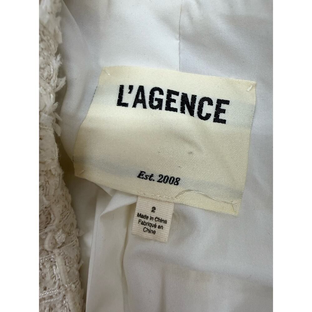 L’Agence Kaisley Tweed Blazer Ivory Gold Button Structured Jacket 2 - Picture 14 of 15